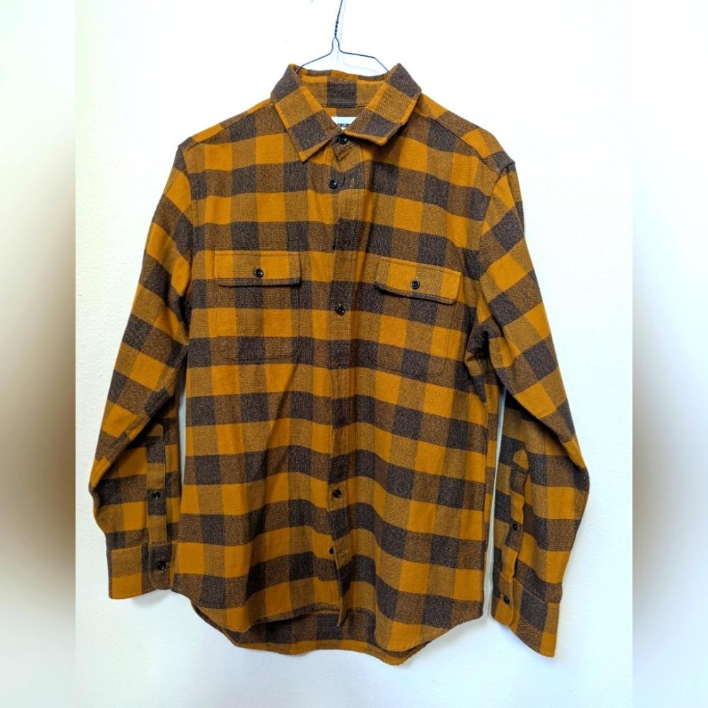 Taylor Stich Yosemite button down check in saffron